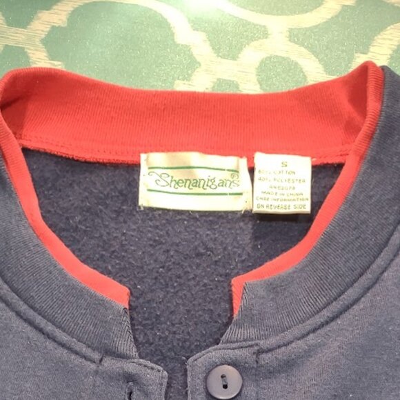 SHENANIGANS VINTAGE BLUE BUTTONED SWEATSHIRT CARDIGAN EMBROIDERY CARDINALS SMALL - Picture 7 of 11